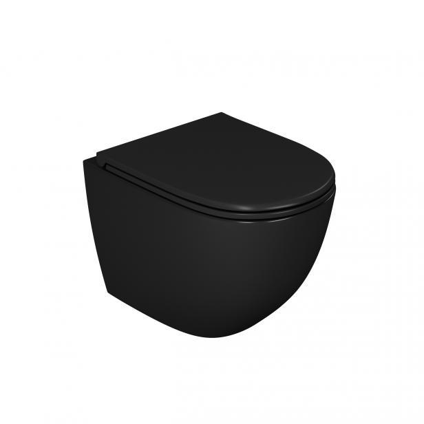 Фото Унитаз подвесной безободковый D&K Matrix DT1396025, 490*370*360мм, сиденье микролифт, черный