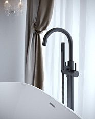 Смеситель напольный для ванны с душем Timo Saona черный (2310/03Y-CR)